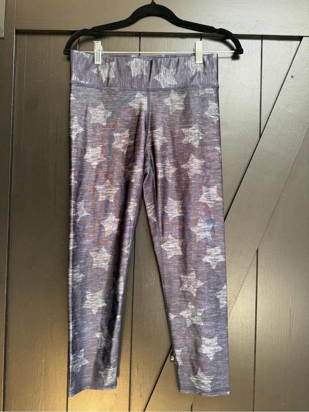 Terez Heathered Navy Star Tall Band Performance Capri Legging Size Medium